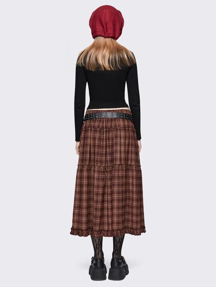 Millie Check Maxi Skirt Women Minga London Bottoms