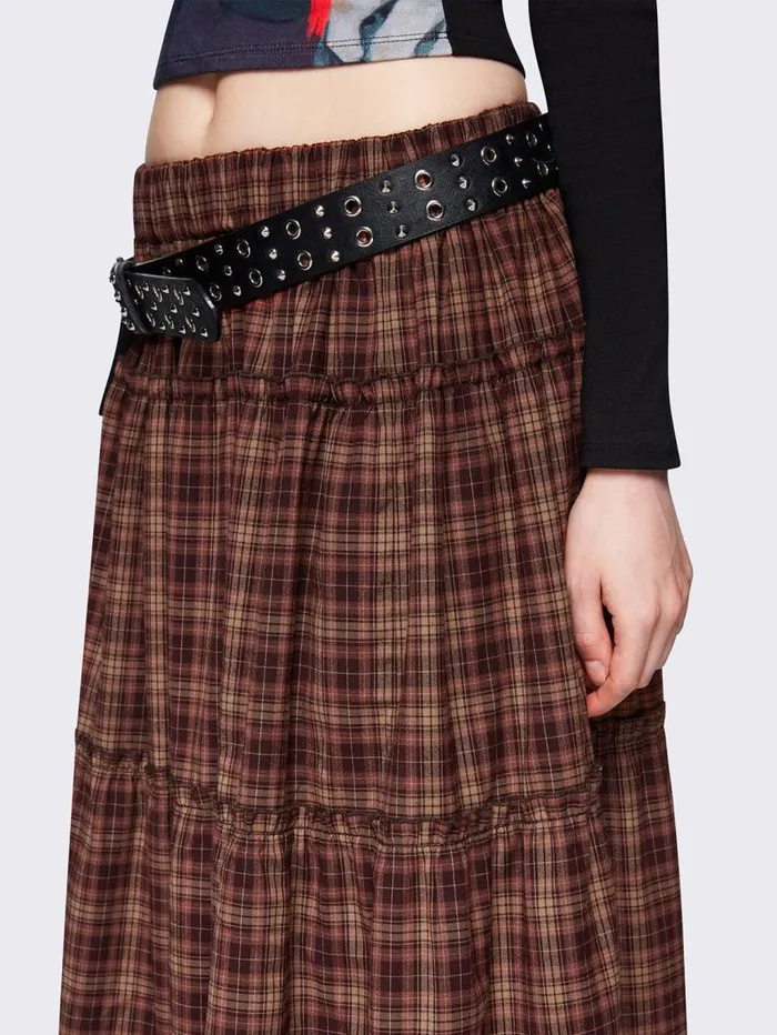 Millie Check Maxi Skirt Women Minga London Bottoms