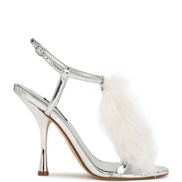 Million Ankle Strap Heeled Sandals Silverwhite Women Nine West Sandals