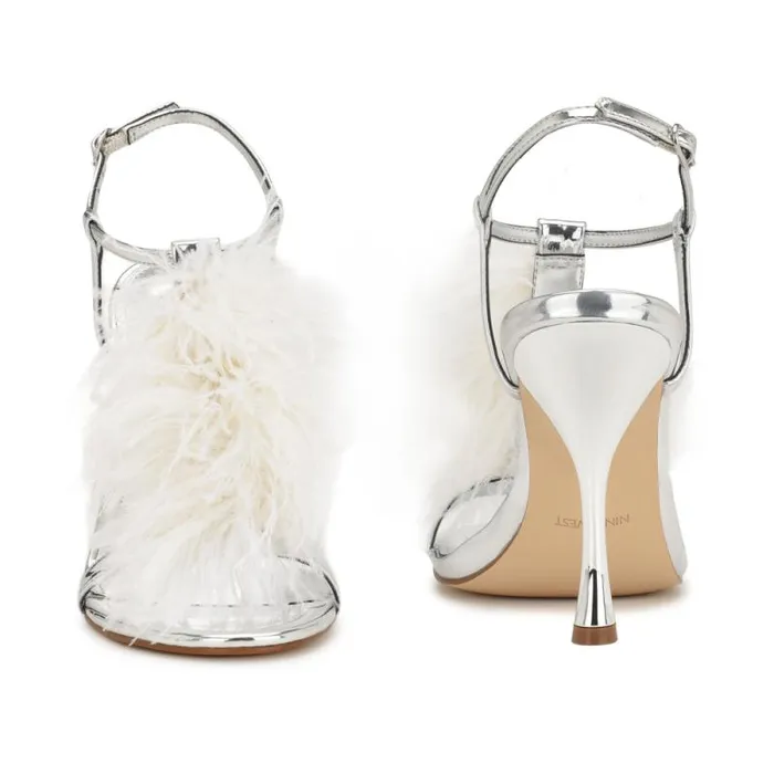 Million Ankle Strap Heeled Sandals Silverwhite Women Nine West Sandals