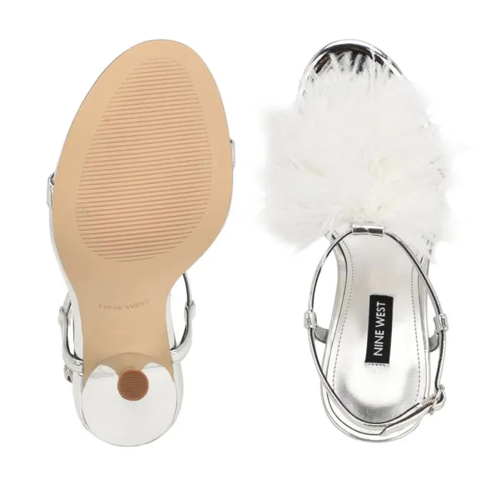 Million Ankle Strap Heeled Sandals Silverwhite Women Nine West Sandals