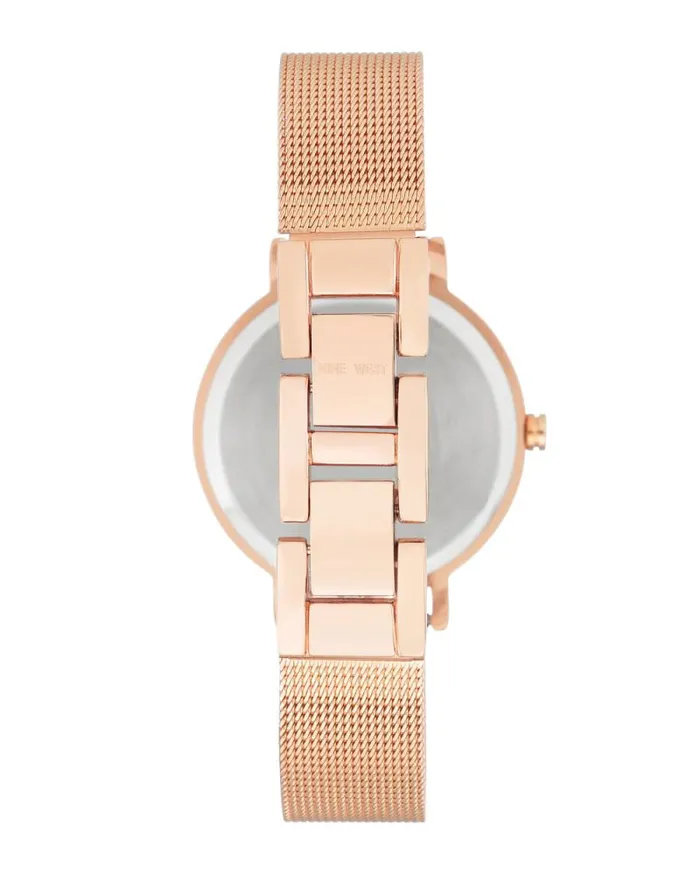 Minimalist Mesh Bracelet Watch Rose Goldtone Women Nine West Straps