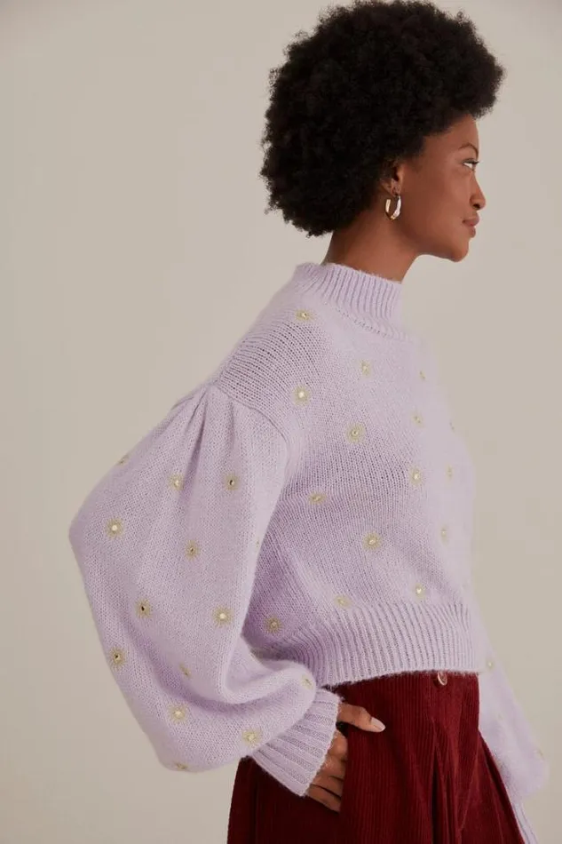 Mirror Embroidered Knit Sweater Women FARM Rio Sweaters and Sweatshirts