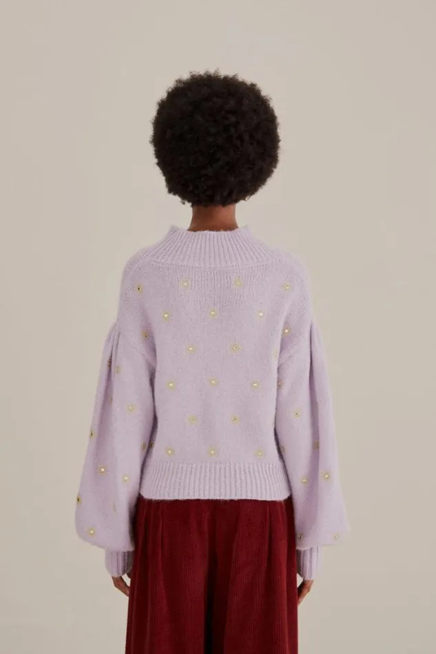 Mirror Embroidered Knit Sweater Women FARM Rio Sweaters and Sweatshirts