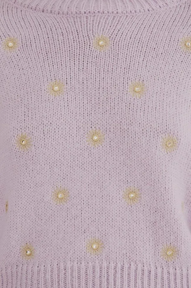 Mirror Embroidered Knit Sweater Women FARM Rio Sweaters and Sweatshirts