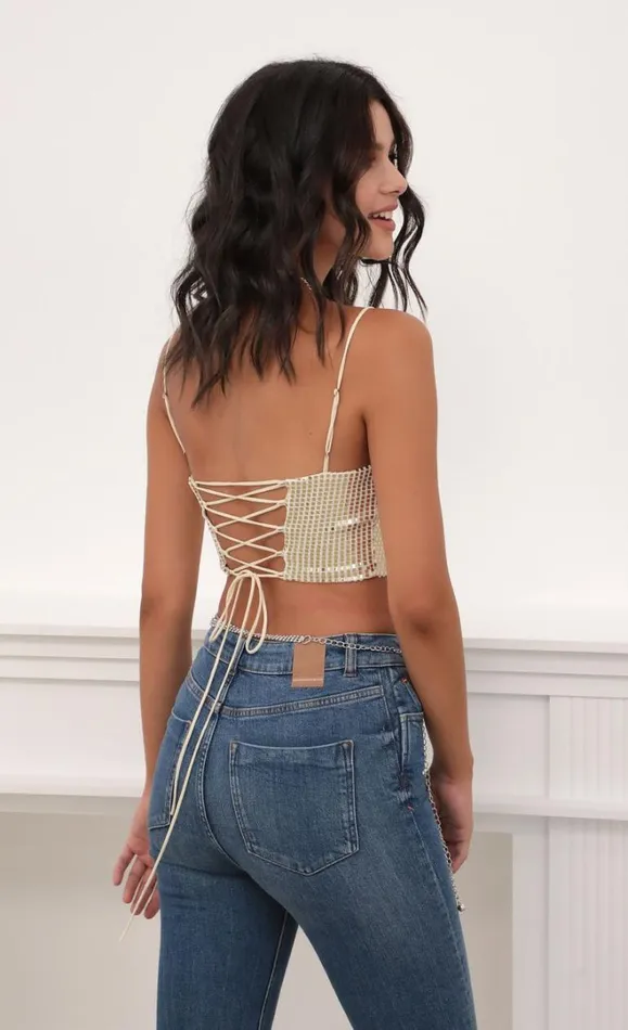 Mirror Sequin Strappy Crop Top Mirror Sequin Strappy Crop Top Women LUCY IN THE SKY Tops Mirror Sequin Strappy Crop Top Mirror Sequin Strappy Crop Top Women LUCY IN THE SKY Tops