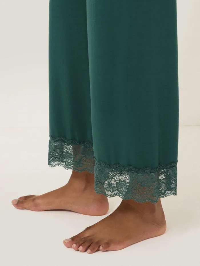 Modal Lace Pyjama Trouser Green Women Jigsaw Pyjamas and Loungewear