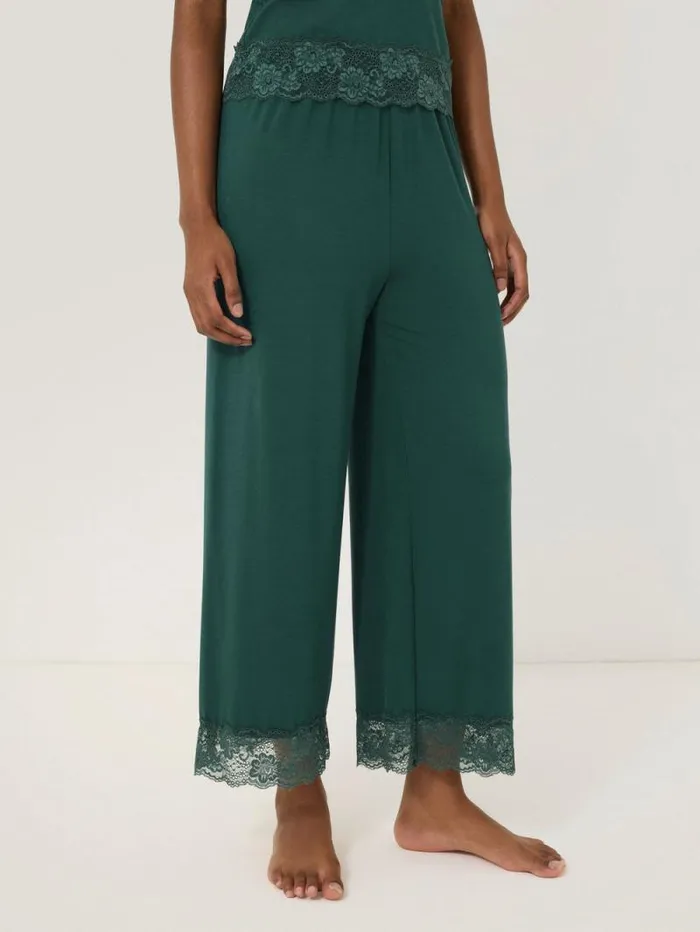 Modal Lace Pyjama Trouser Green Women Jigsaw Pyjamas and Loungewear