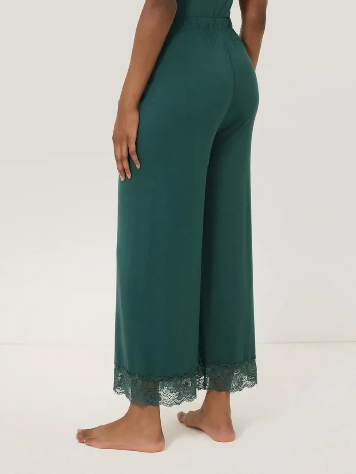 Modal Lace Pyjama Trouser Green Women Jigsaw Pyjamas and Loungewear