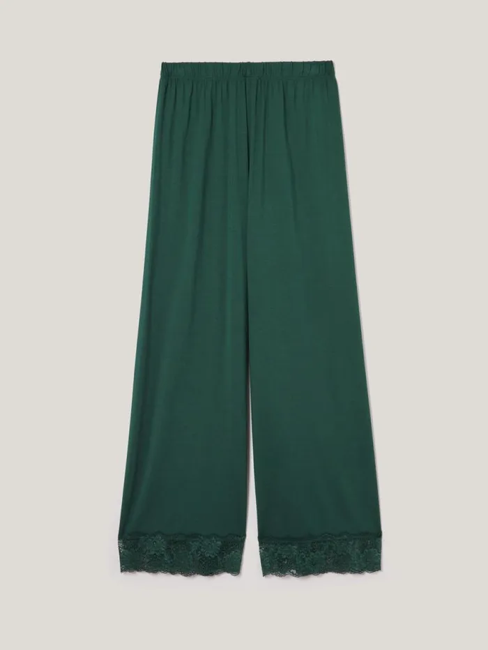 Modal Lace Pyjama Trouser Green Women Jigsaw Pyjamas and Loungewear