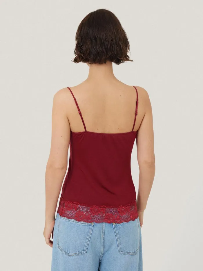 Modal Lace Vest Cinema Red Women Jigsaw Pyjamas and Loungewear
