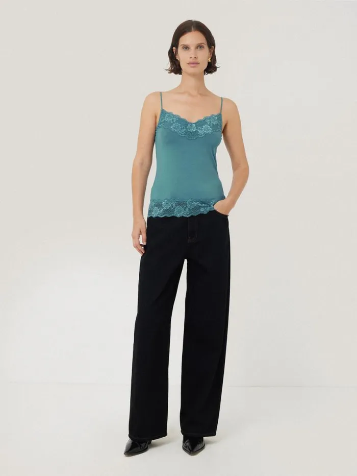 Modal Lace Vest Deep Water Women Jigsaw Pyjamas and Loungewear