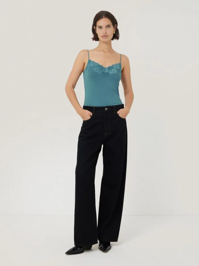 Modal Lace Vest Deep Water Women Jigsaw Pyjamas and Loungewear