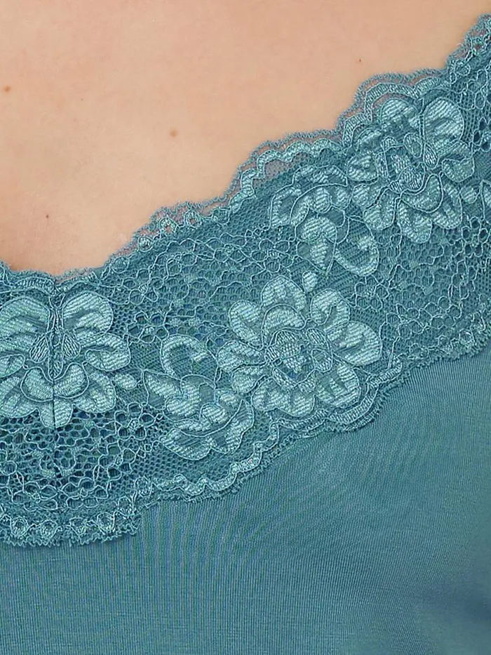 Modal Lace Vest Deep Water Women Jigsaw Pyjamas and Loungewear