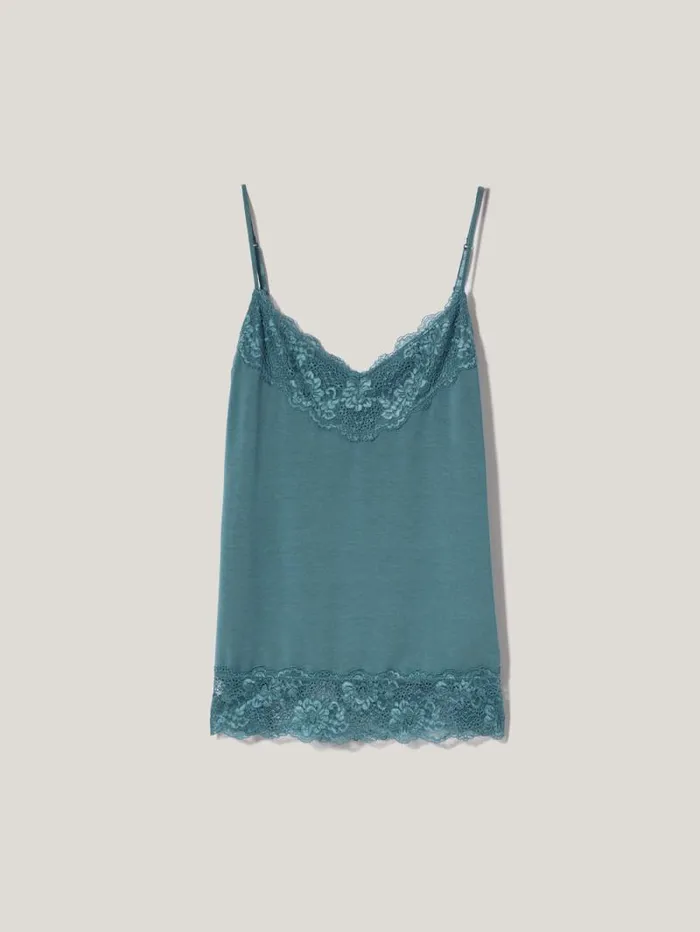 Modal Lace Vest Deep Water Women Jigsaw Pyjamas and Loungewear