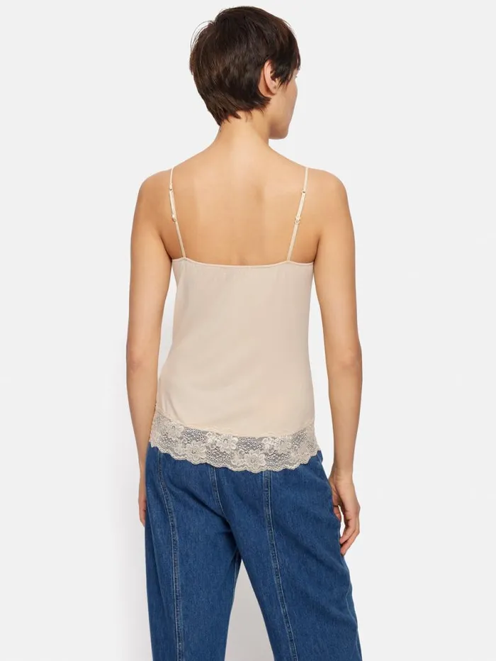 Modal Lace Vest Pale Sand Women Jigsaw Shirts and Tops