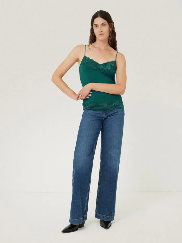 Modal Lace Vest Sherwood Green Women Jigsaw Pyjamas and Loungewear