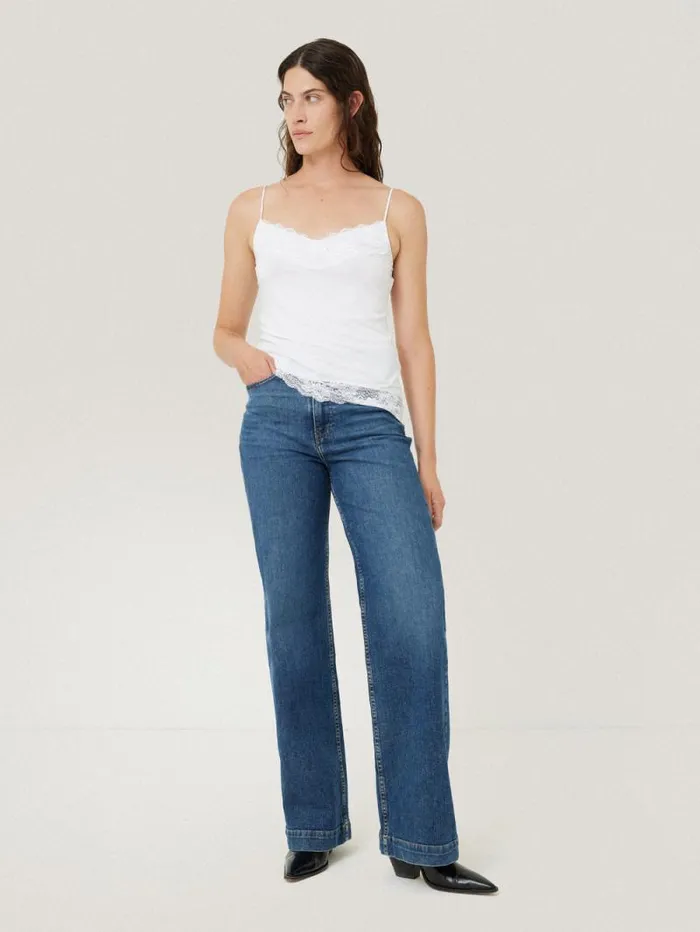 Modal Lace Vest White Women Jigsaw Pyjamas and Loungewear