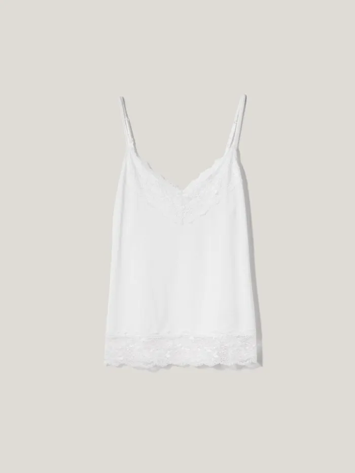 Modal Lace Vest White Women Jigsaw Pyjamas and Loungewear