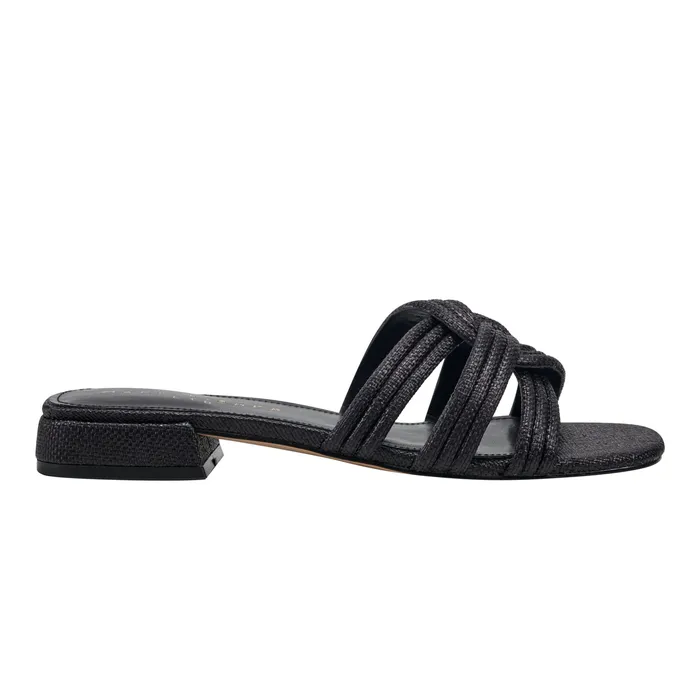 Mules and Slides Casara Slide Sandal Black Raffia Marc Fisher Women