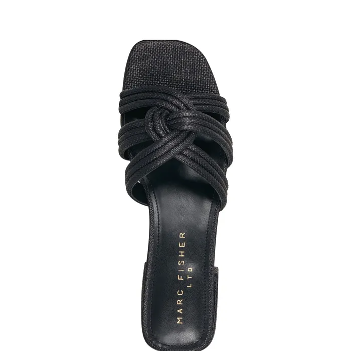 Mules and Slides Casara Slide Sandal Black Raffia Marc Fisher Women