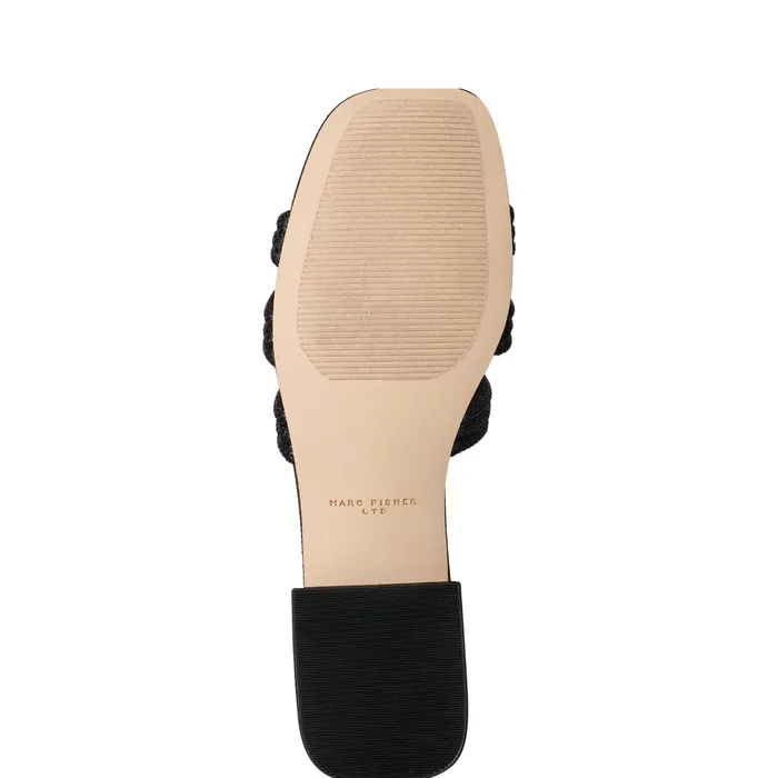 Mules and Slides Casara Slide Sandal Black Raffia Marc Fisher Women
