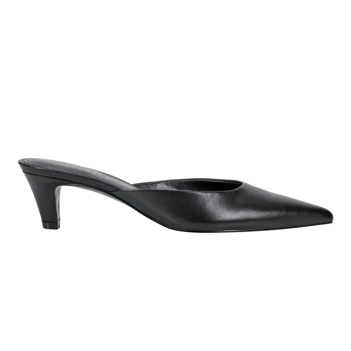 Mules and Slides Marc Fisher Women Rosa Heeled Mule Black Leather