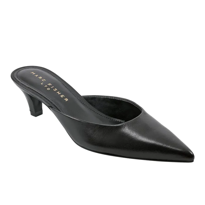 Mules and Slides Marc Fisher Women Rosa Heeled Mule Black Leather