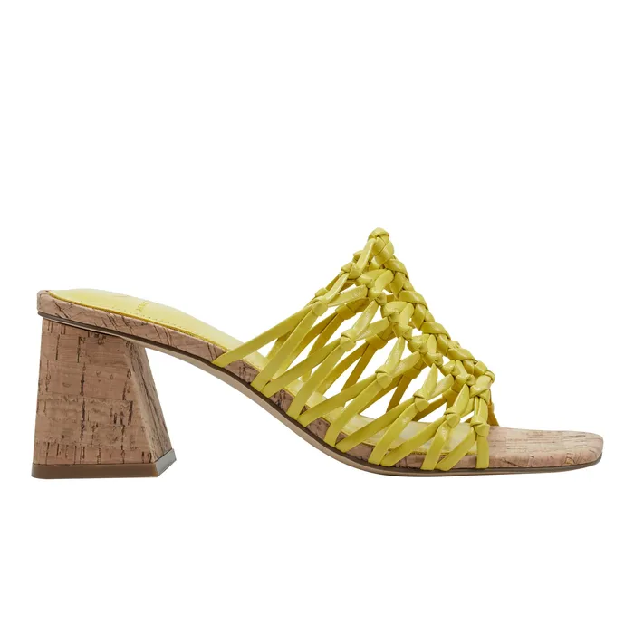 Mules and Slides Women Colica Block Heel Sandal Yellow Marc Fisher