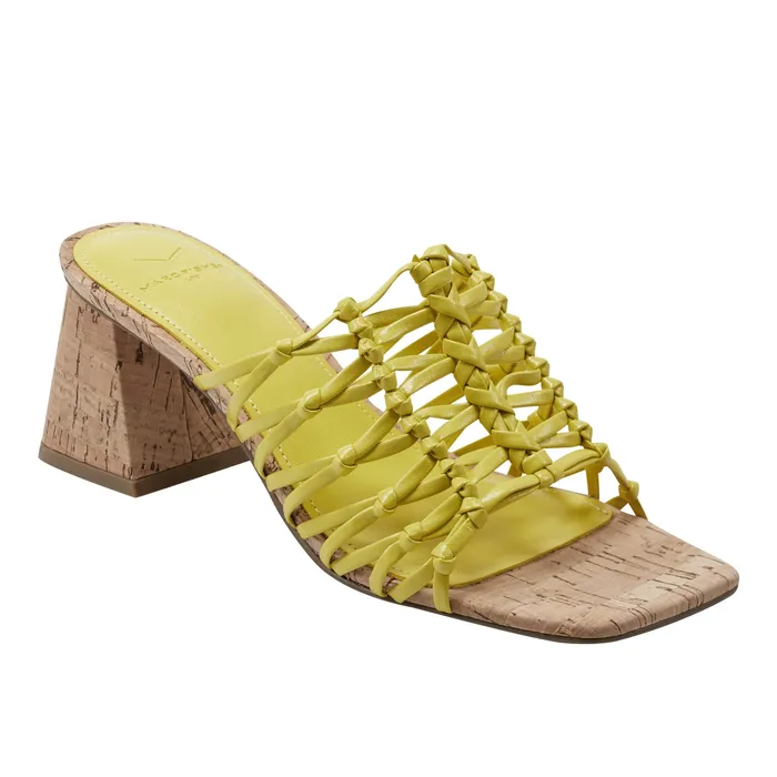 Mules and Slides Women Colica Block Heel Sandal Yellow Marc Fisher