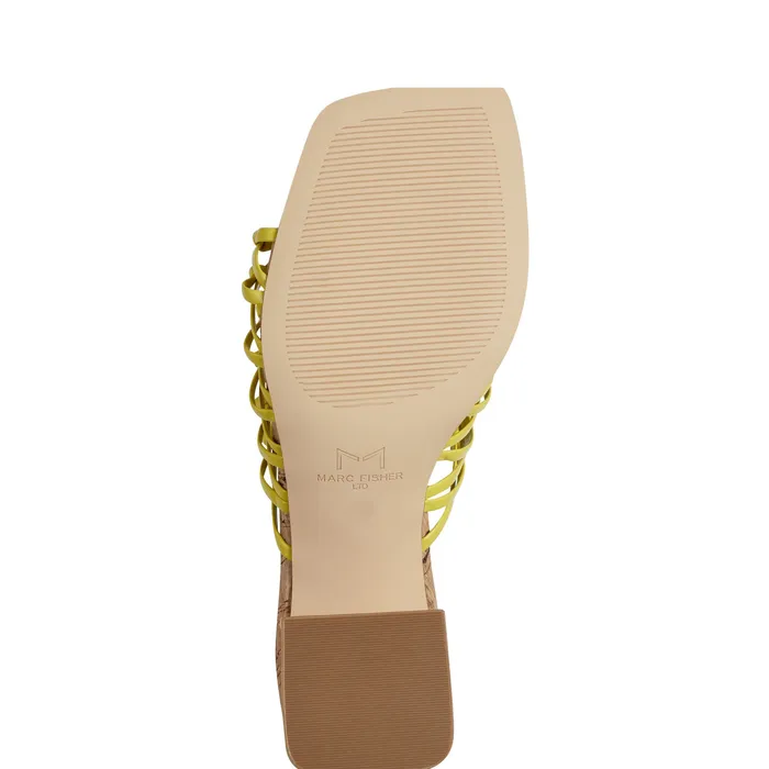 Mules and Slides Women Colica Block Heel Sandal Yellow Marc Fisher