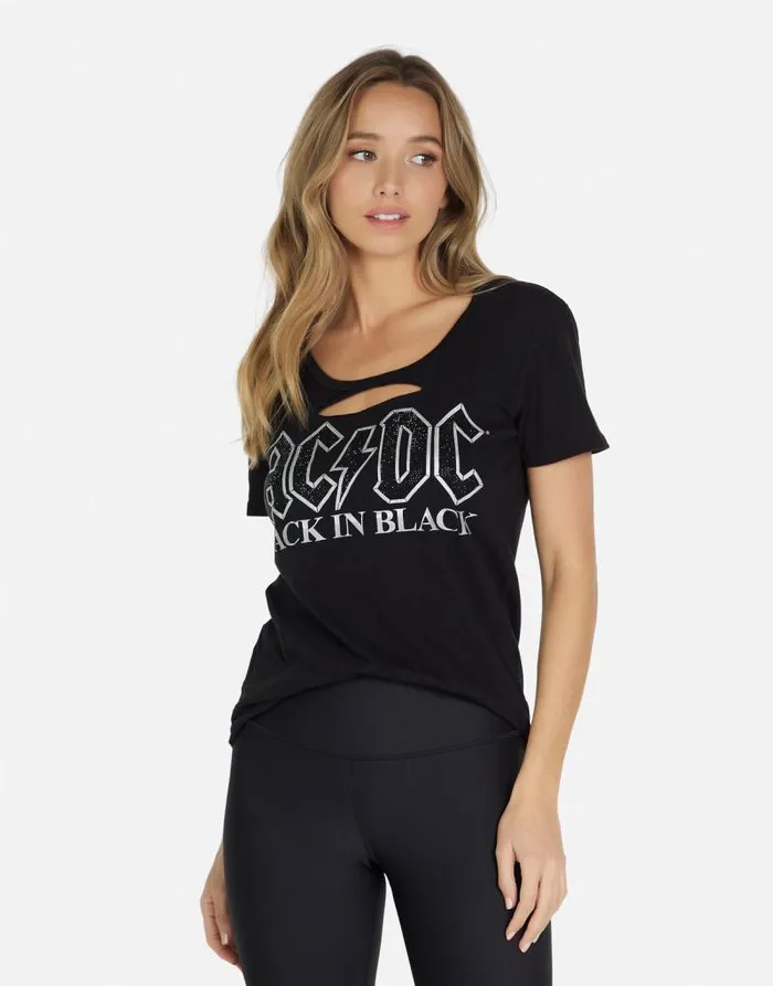 Myra ACDC Crystals Black Women Lauren Moshi Short Sleeve