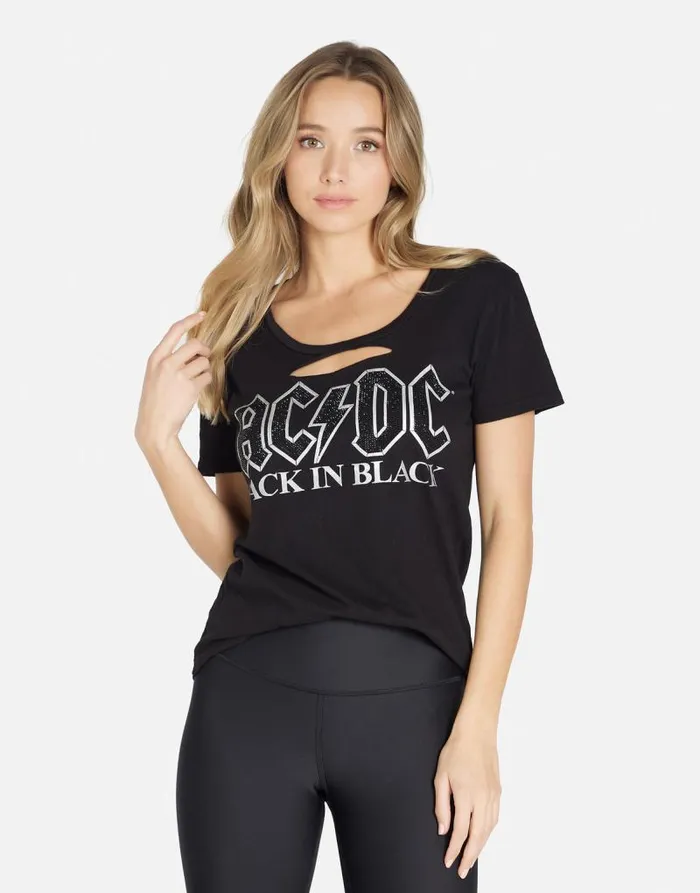 Myra ACDC Crystals Black Women Lauren Moshi Short Sleeve