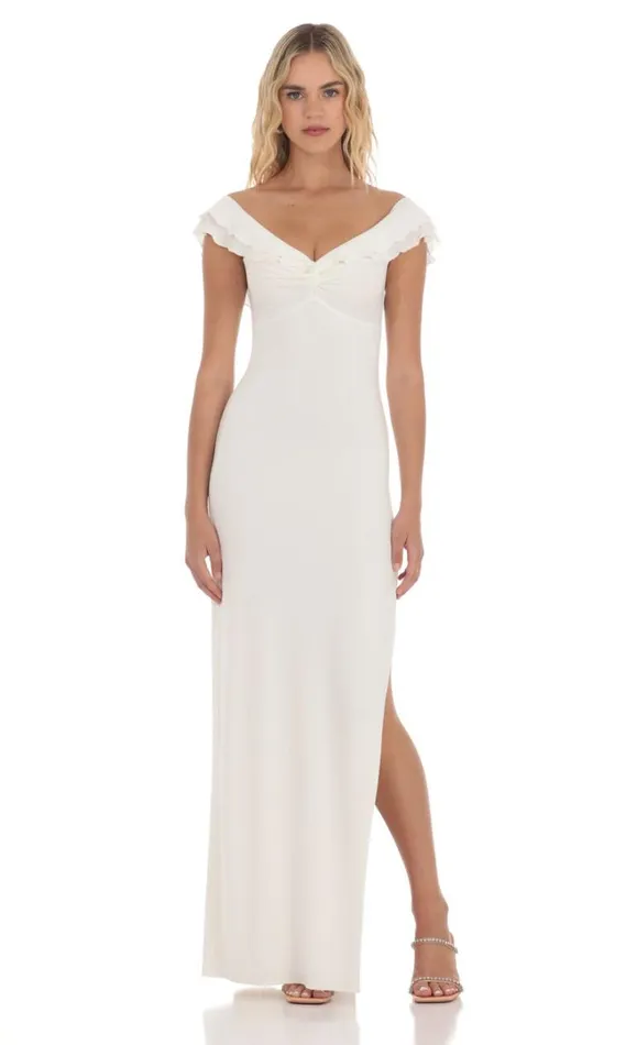 Off Shoulder Twist Maxi Dress White Women LUCY IN THE SKY Maxi Dresses