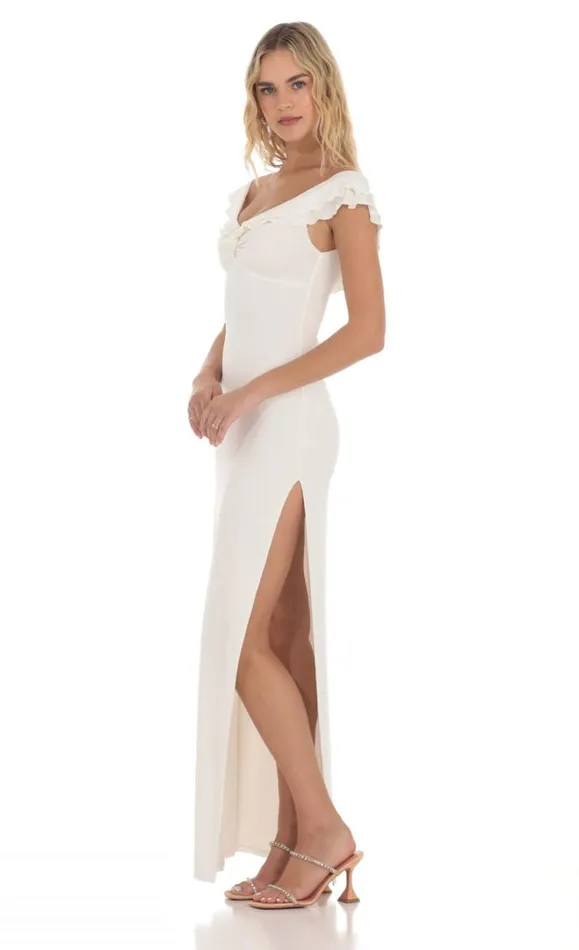 Off Shoulder Twist Maxi Dress White Women LUCY IN THE SKY Maxi Dresses Off Shoulder Twist Maxi Dress White Women LUCY IN THE SKY Maxi Dresses