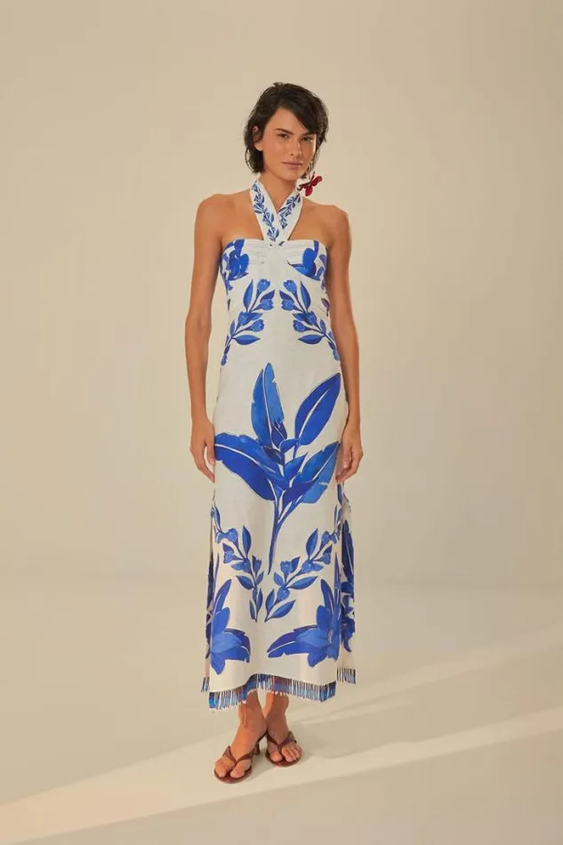 OffWhite Blue Yard Sleeveless Maxi Dress Women FARM Rio Maxi Dresses