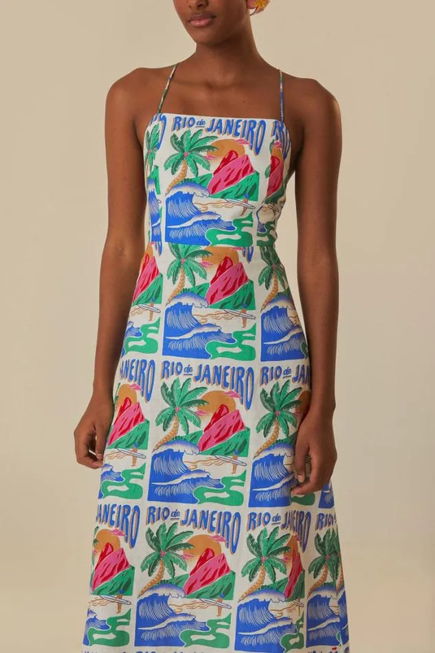OffWhite Carioca Posters Midi Dress Women FARM Rio Midi Dresses