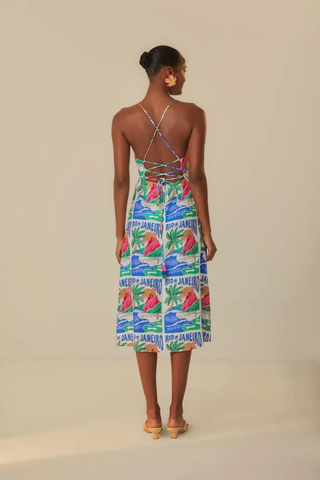 OffWhite Carioca Posters Midi Dress Women FARM Rio Midi Dresses