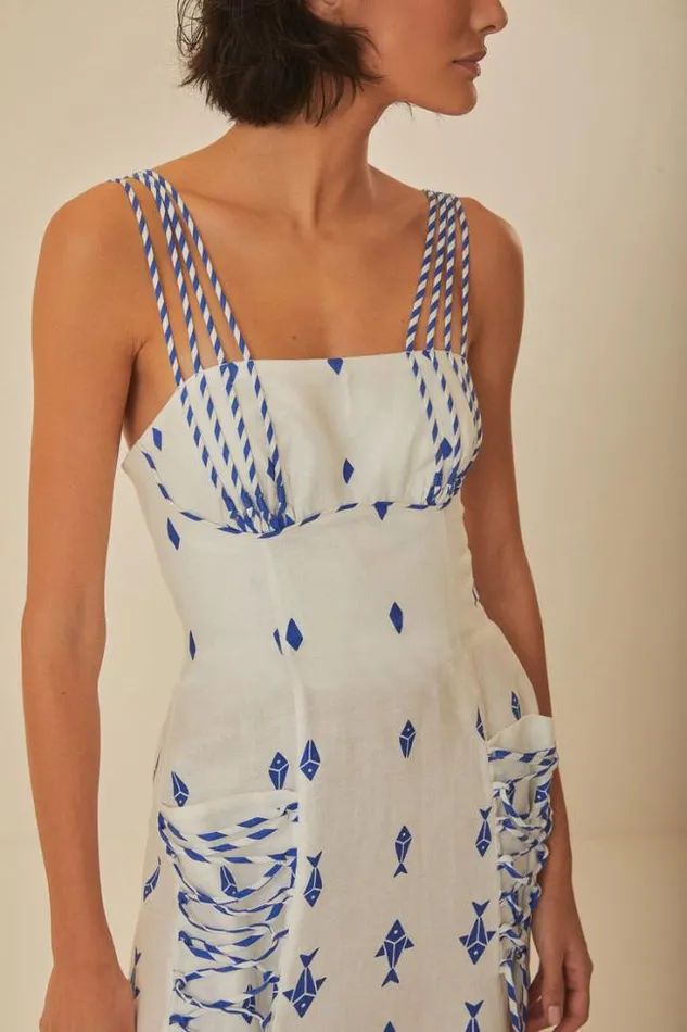 OffWhite Graphic Fishes Euroflax Premium Linen Maxi Dress Women FARM Rio Maxi Dresses