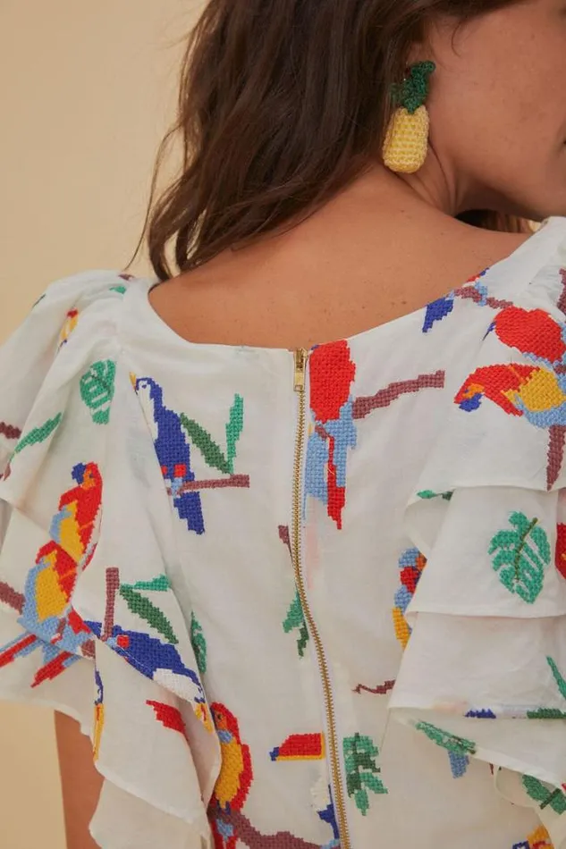 OffWhite Stitched Birds Blouse Women FARM Rio Blouses