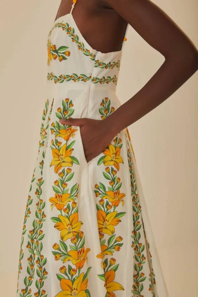 OffWhite Tropical Lightness Sleeveless Maxi Dress Women FARM Rio Maxi Dresses