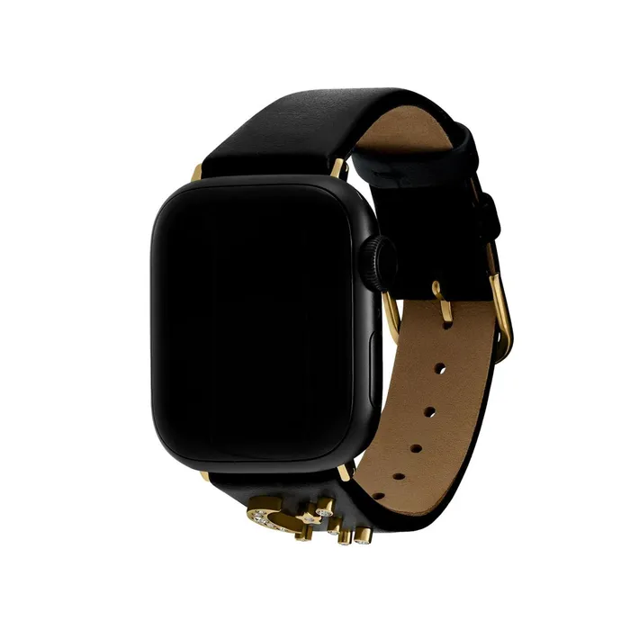 Olivia Burton Apple Watch Straps Women Gold and Black Celestial Leather Strap