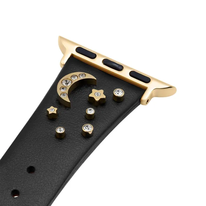 Olivia Burton Apple Watch Straps Women Gold and Black Celestial Leather Strap