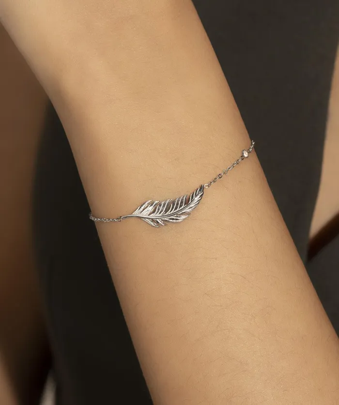 Olivia Burton Bracelets Women Feather Silver Tone Bracelet