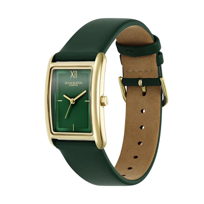 Olivia Burton Classic Watches Women 23mm Grove Gold and Forest Green Leather Strap Watch