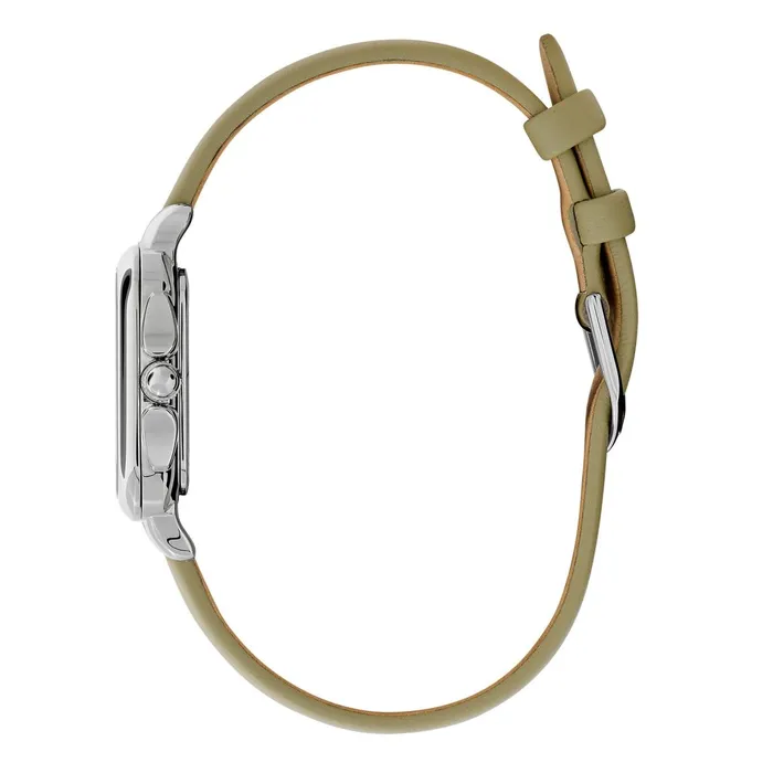 Olivia Burton Classic Watches Women 28mm Grosvenor Silver and Sage Green Leather Strap Watch
