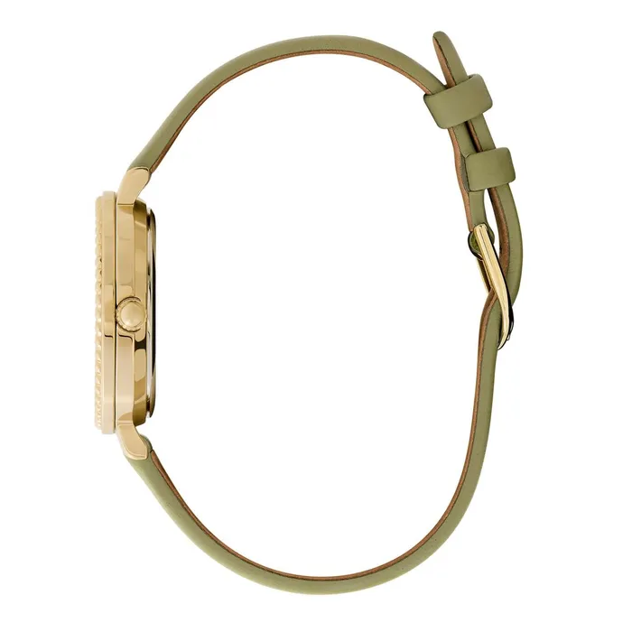 Olivia Burton Classic Watches Women 30mm Vintage Bead Gold and Sage Green Leather Strap Watch