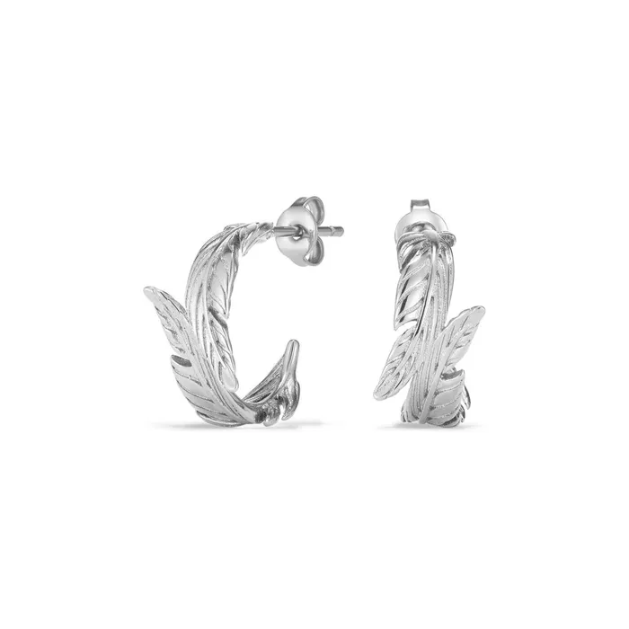 Olivia Burton Earrings Women Feather Silver Tone Hoop Earrings