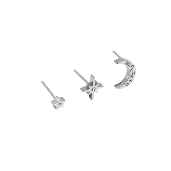 Olivia Burton Earrings Women North Star and Moon Silver Stud Earrings Set