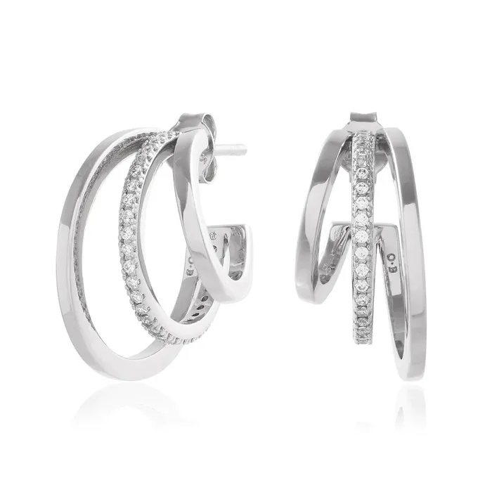 Olivia Burton Earrings Women Silver Multi Hoop Earrings